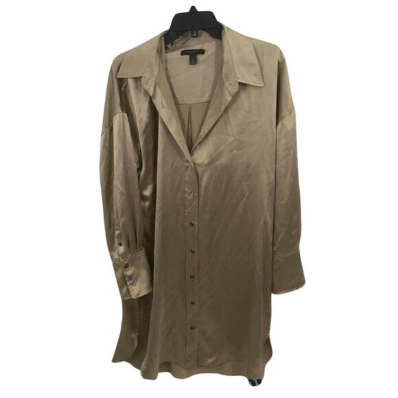 Banana Republic Muse Silk Shirtdress M Maverick Tan $250